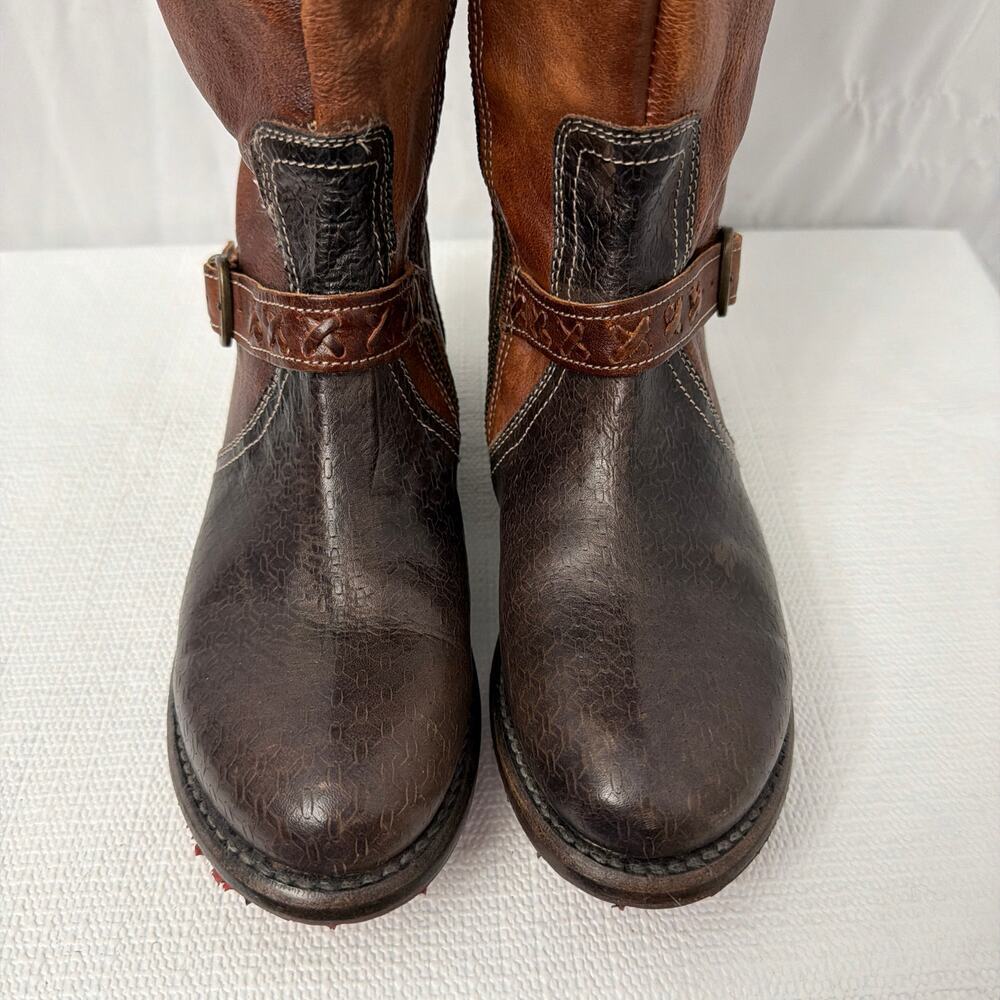 BedStu Boots Womens 7.5 Glaye Tall Riding Two Tone Back Zip for Wide Calves - Picture 5 of 15